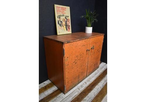1930s Vintage Metal Sideboard, Cabinet Cupboard By The Milner Safe Co.