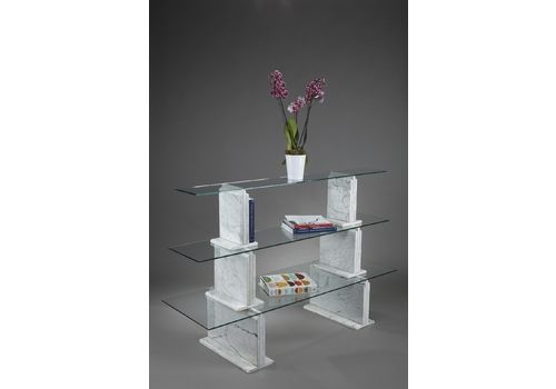 Carrara Marble Bookcase With Glass Shelves 1970