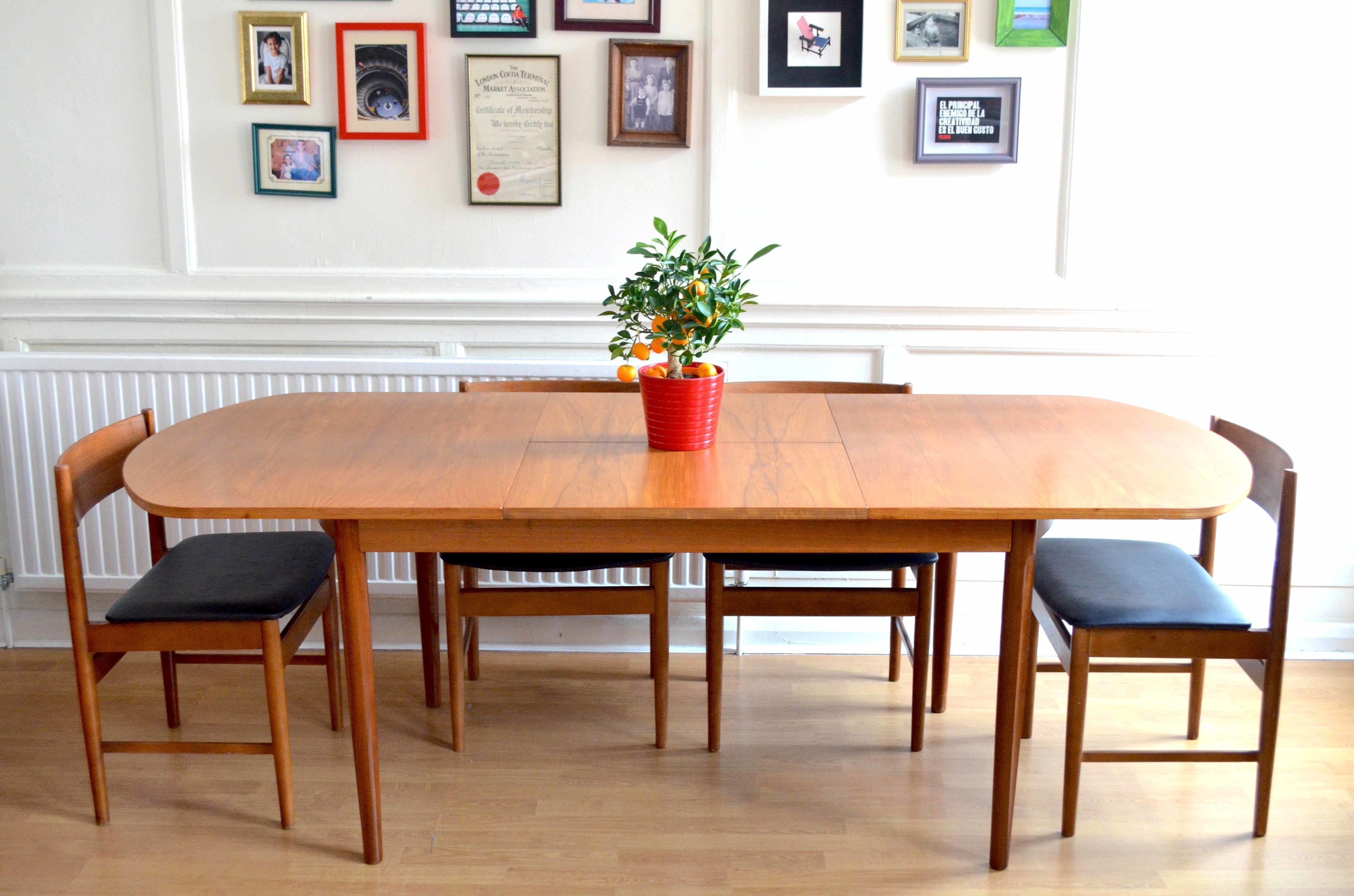 Vintage Uniflex Danish Style Teak Extending Dining Table And Chairs Delivery Mid Century Modern