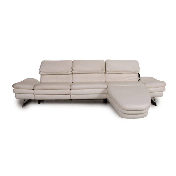 Oelsa San Diego 3850 Leather White Corner Couch Function Relax Vinterior