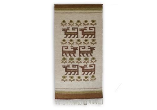 Bohemian Tapestry With Fringe, Neutral Wall Decor, Swedish Wall Hanging, Brown Scandinavian / Swedish Folk Art Style Wall Hanging 31" X 61"