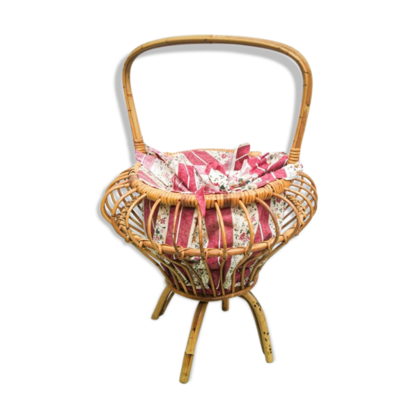 Rattan Sewing Basket, Vintage Vinterior