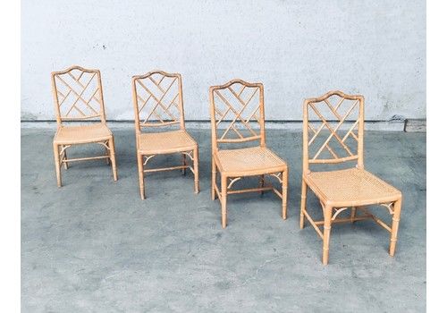 1970s Chippendale Style Design Faux Bamboo Dining Chair Set