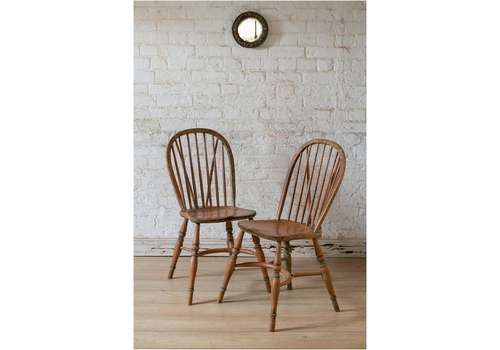 A Gorgeous Pair Of Early 20th Century Elm Chairs With Crinoline Stretchers (183)