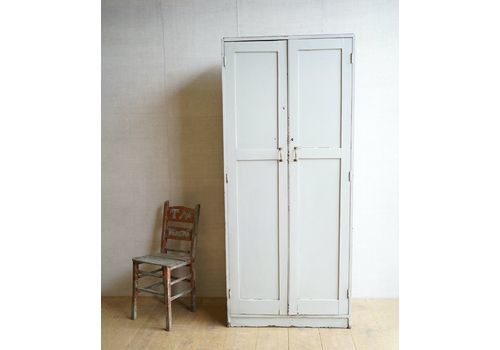 Vintage 1940s Large Painted Grey Locker Cupboard Cabinet