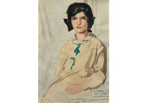 Original Circa 1919 Antique Watercolour Portrait Painting Of A Girl Guide