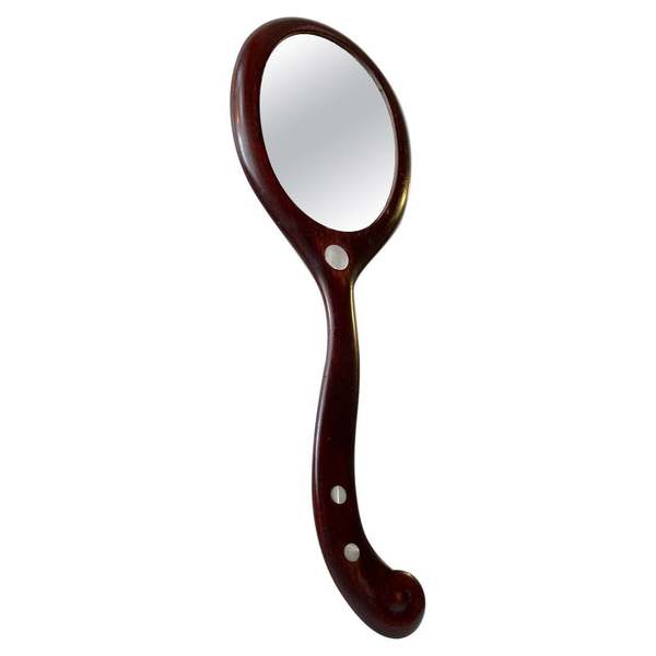 Victorian Hand Mirror In Mahogany, 19 Century Vinterior