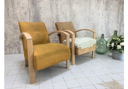 Pair Of Wooden Framed Mid Century Lounge Armchairs To Reupholster
