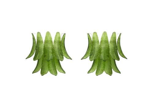 Pair Of Mid Century Modern Italian Murano Glass Palm Leaf Sconces, 1970s