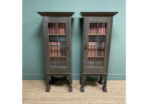 Stunning Pair Of Liberty Design Painted Antique Bookcase Cabinets