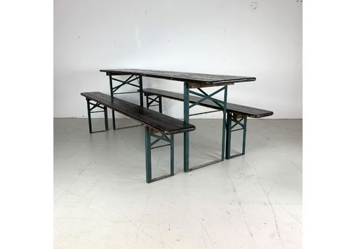 German Beer Table And Benches In Black