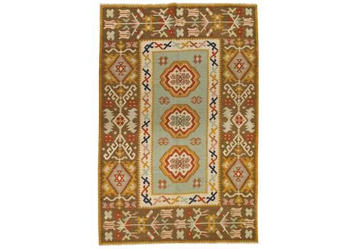 Geometric Kilim Antique Rug Turkish Pirot Handwoven Mustard Kilim Rug