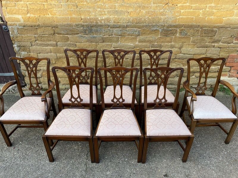 Vintage Set 8 X Mahogany Rackstraw Worcester Dining Chairs Vinterior