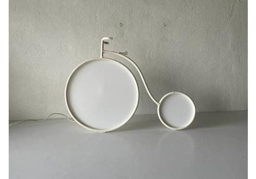 Very Beautiful White Metal Bicycle Desk Lamp By Zicoli, 1970s Italy