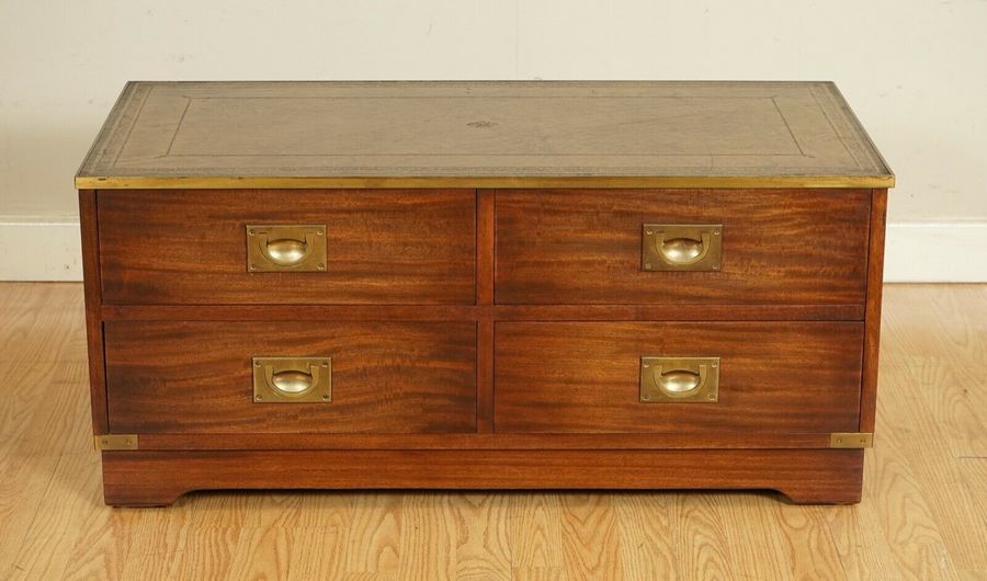 Stunning Bevan And Funnel Military Campaign Chest Tv Stand With Brown