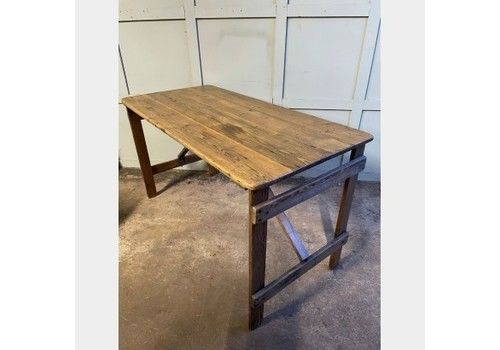 1940s Folding Trestle Table, Vintage