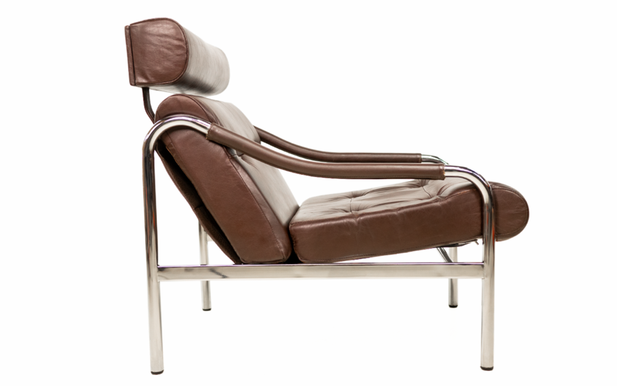 Pieff Leather And Chrome Mid Century Lounge Chair Tim Bates Pieff