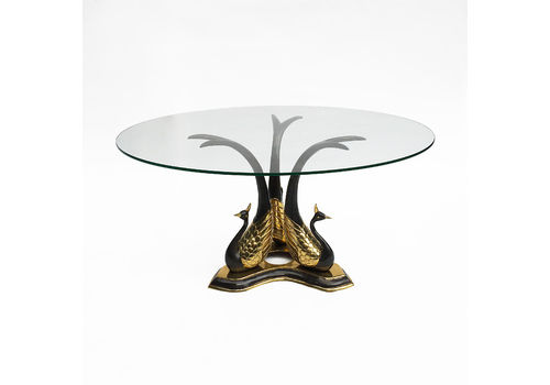 Brass Peacock Side Or Coffee Table Hollywood Regency Glam Willy Daro Glass