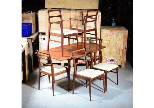 A Mid Century Afromosia Extending Dining Table And Six Chairs (4+2) By Richard Hornby For Fyne Ladye   1960's