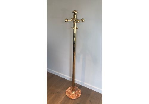 Brass And Marble Coat Rack, 1970s