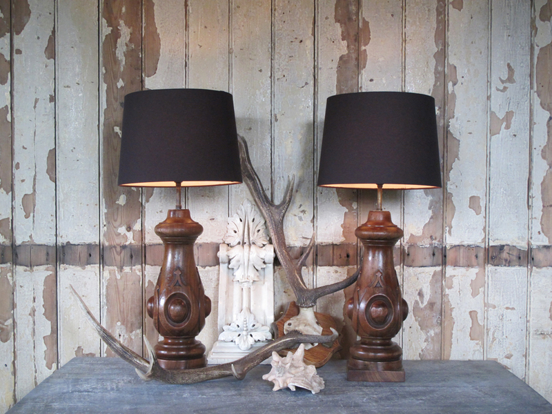 Pair Of Mahogany Table Lamps Vinterior