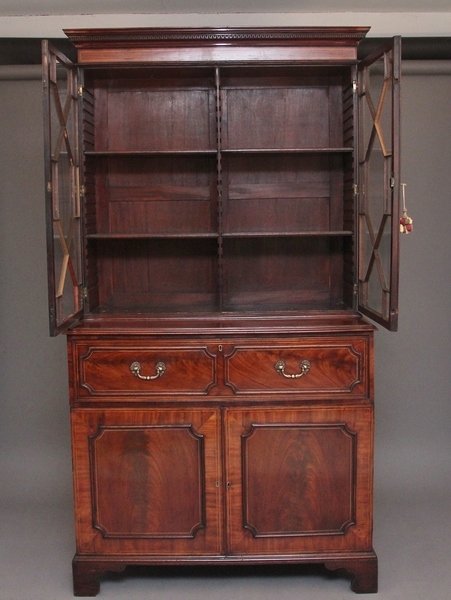 Early 19th Century Flame Mahogany Secretaire Bookcase photo furniture