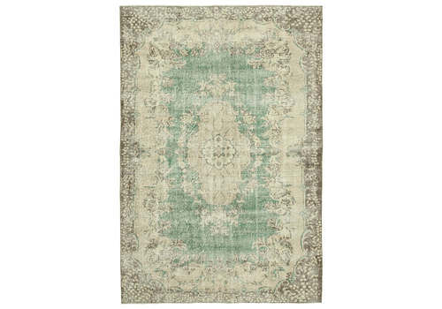 Turkish Handmade 1970s 213 Cm X 306 Cm Beige Wool Vintage Rug