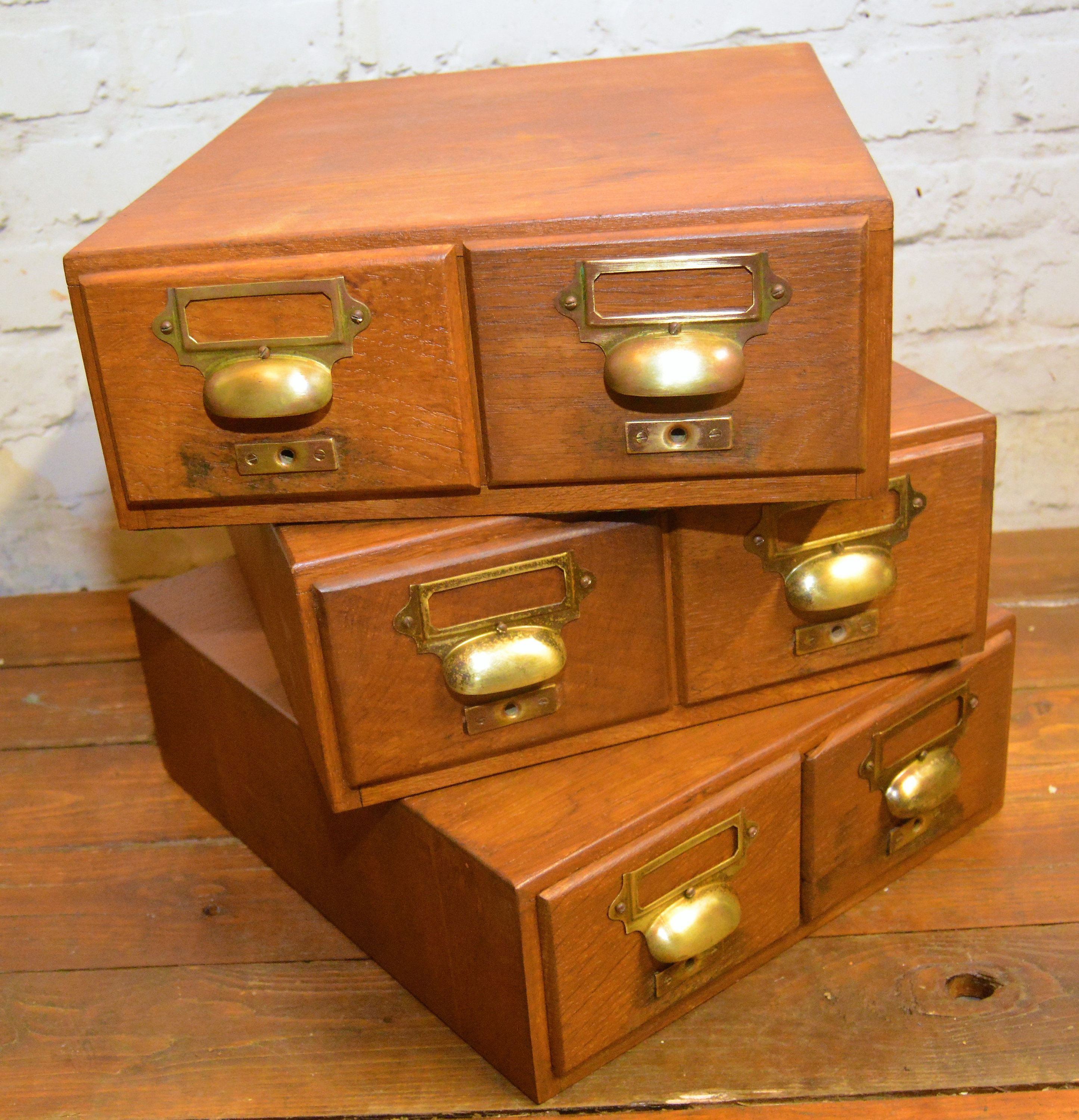1930s Oak Two Drawers Cabinet Card Index Holder Libraco Vinterior