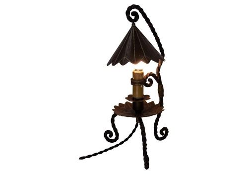 Wrought Iron And Copper Table Lamp, French, Circa 1960