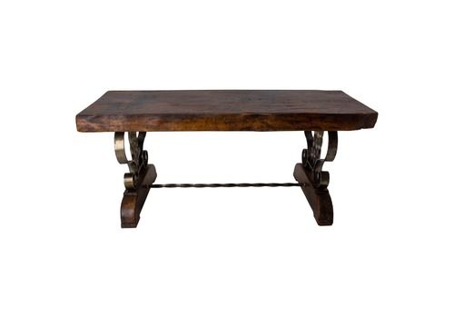 Spanish Coffee Table Iron And Pine Brutalist, Circa 1960