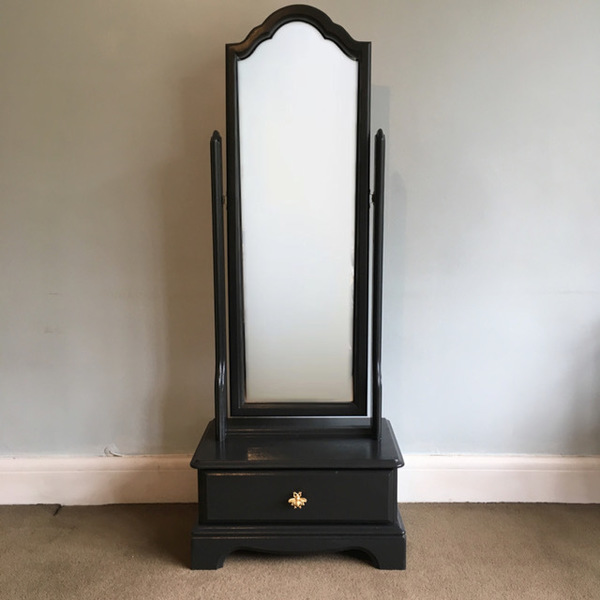 Upcycled Full Length Mirror With Storage Hand Painted Graphite