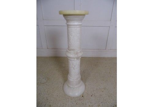 Antique Vintage Italian Alabaster Marble Jardiniere Carved Plantstand Column