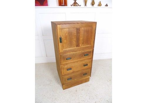 Vintage Antique E Gomme Heals London Oak Tallboy Storage Cabinet 1935