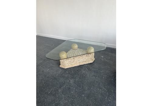 Tessellated Stone And Glass Corner Coffee Table