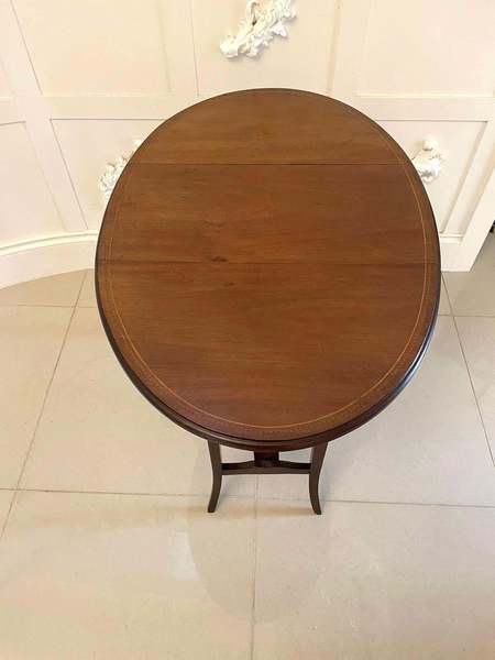 Antique Edwardian Quality Mahogany Inlaid Lamp Table photo furniture