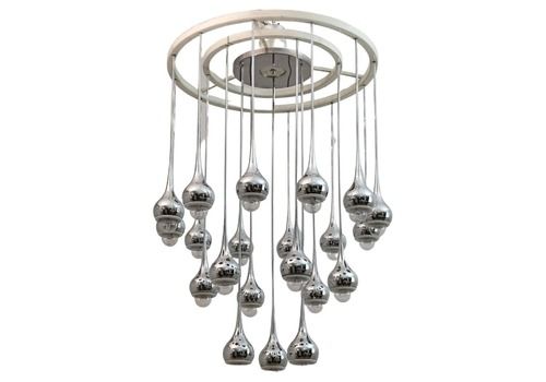 Angelo Brotto Mid Century Italian Metal Chrome Chandelier For Esperia, 1970s