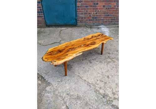 Mid Century Live Edge Yew Wood Coffee Table By Reynolds Of Ludlow