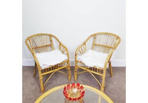 Reserved   Vintage Bamboo Cane Wicker Chair And Coffee Table Set