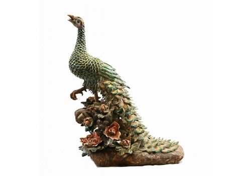English Majolica Peacock Statue Pottery Antique 1920