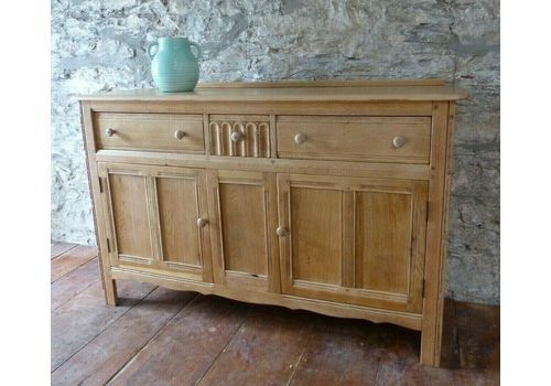 Vintage Retro Old Charm Refurbished High Sideboard Oak Blonde Top Con