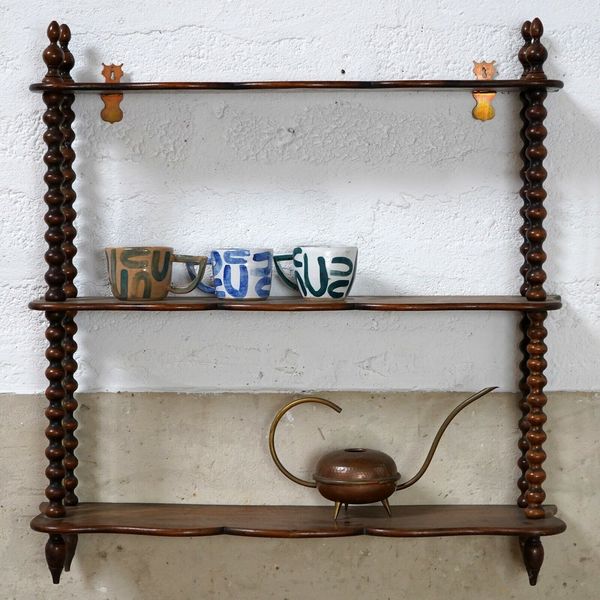 Antique French Bobbin Turned Shelving Wall Shelf Vinterior