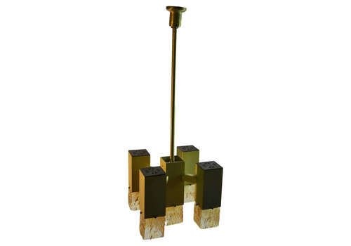 Cubic Sciolari Chandelier In Amber Glass And Metal