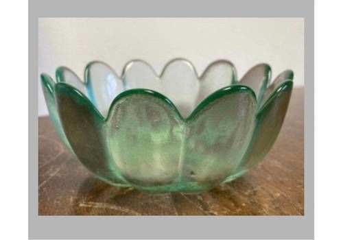Art Deco Frosted Green Glass Small Bowl