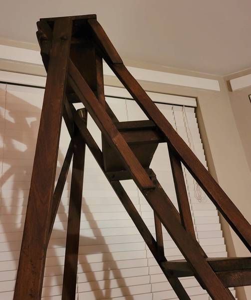 Exceptionally Tall Library Ladders / Library Steps / Antique Library Ladders / Rare Library Ladders / Antique Library Steps / Pine Ladders photo for sale