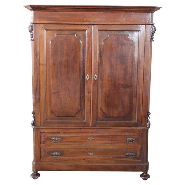 Antique Walnut Wardrobe, 1880s Vinterior