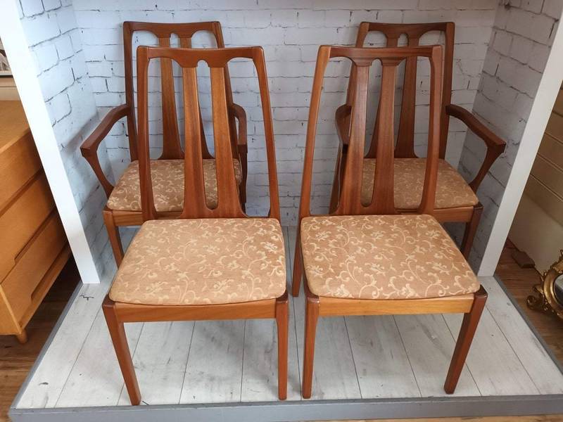 Vintage Parker Knoll Nathan Dining Chairs Carvers X 4 Retro Seats Teak