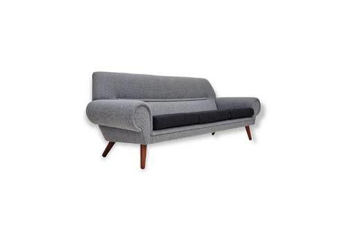 60s, Danish Design By Kurt østervig, 3 Seater Sofa, Model 14, Wool, Exotic Wood