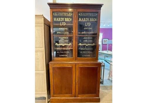 Antique 2 Door 2 Drawer Glazed Bookcase Cupboard With Later Lettering