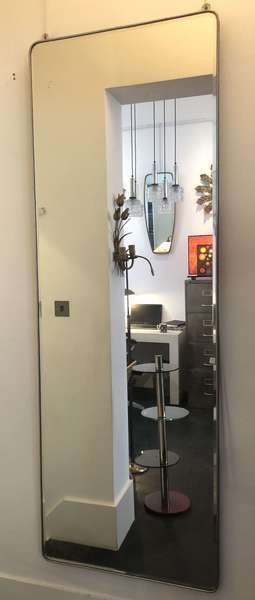Large Nickel Plated Brass Mirror | Vinterior