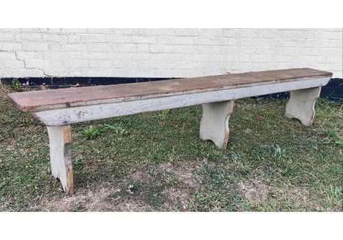 Rustic Farmhouse Pine Victorian Bench Wooden Kitchen Antique Vintage Retro Chair Seating Industrial